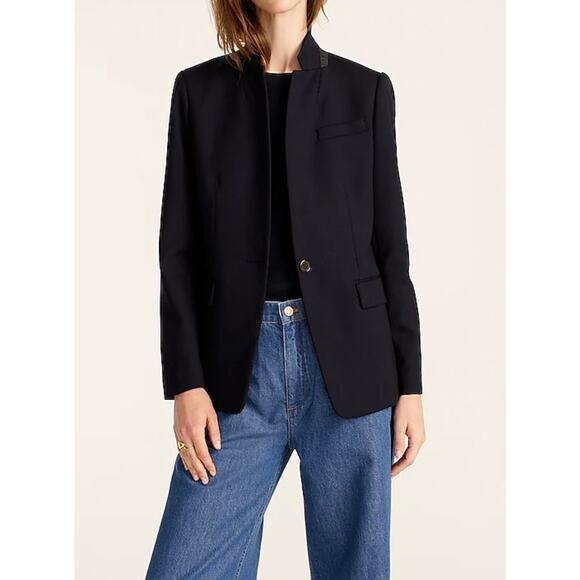 J Crew Womens Sz 6 Regent Blazer Wool Flannel Stretch Lined Sngl Breast Navy NEW - Picture 1 of 12